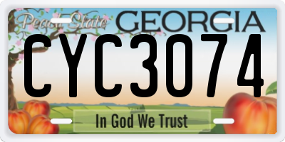 GA license plate CYC3074