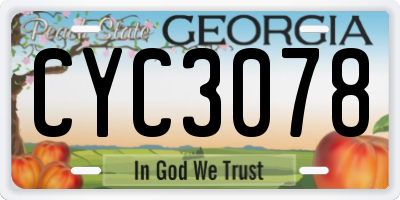 GA license plate CYC3078