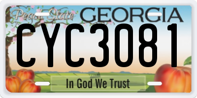 GA license plate CYC3081