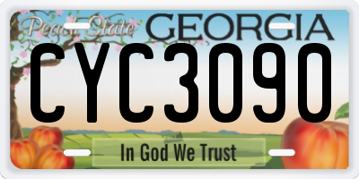 GA license plate CYC3090