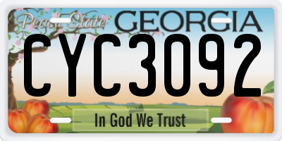 GA license plate CYC3092