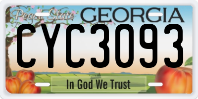 GA license plate CYC3093