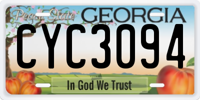GA license plate CYC3094