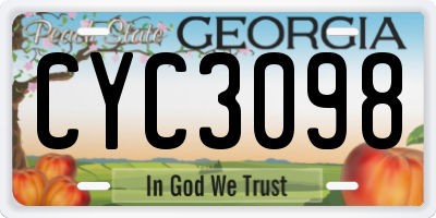 GA license plate CYC3098