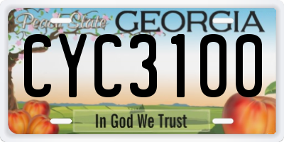 GA license plate CYC3100