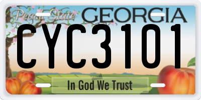 GA license plate CYC3101
