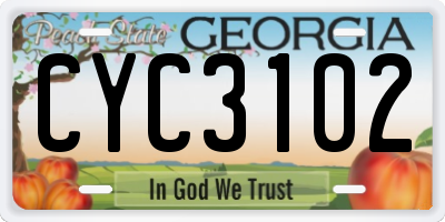 GA license plate CYC3102