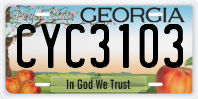 GA license plate CYC3103