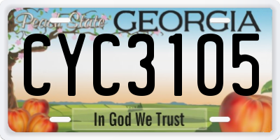 GA license plate CYC3105