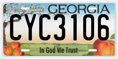GA license plate CYC3106