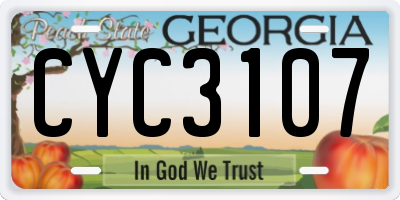 GA license plate CYC3107