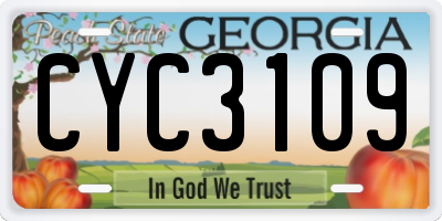 GA license plate CYC3109