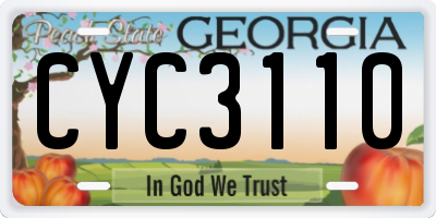 GA license plate CYC3110