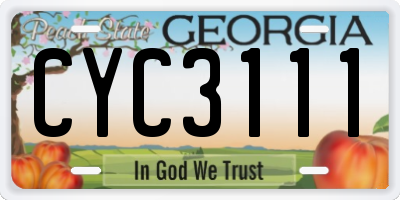 GA license plate CYC3111