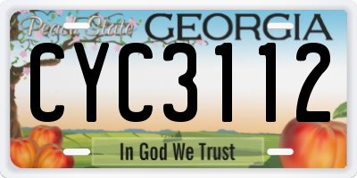 GA license plate CYC3112