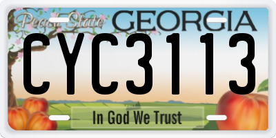 GA license plate CYC3113