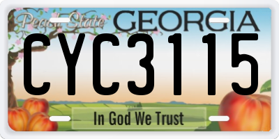 GA license plate CYC3115