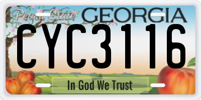 GA license plate CYC3116