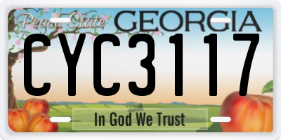 GA license plate CYC3117