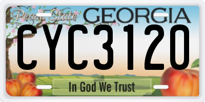 GA license plate CYC3120