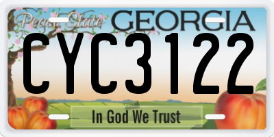 GA license plate CYC3122