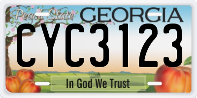 GA license plate CYC3123
