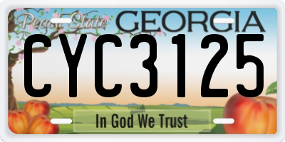 GA license plate CYC3125