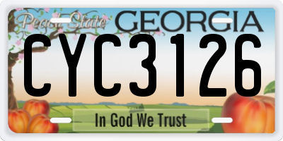 GA license plate CYC3126