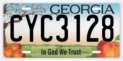 GA license plate CYC3128