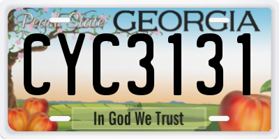 GA license plate CYC3131