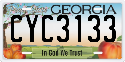 GA license plate CYC3133