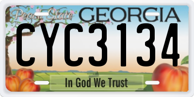 GA license plate CYC3134