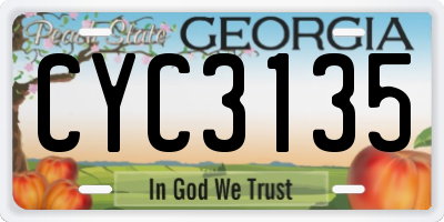 GA license plate CYC3135