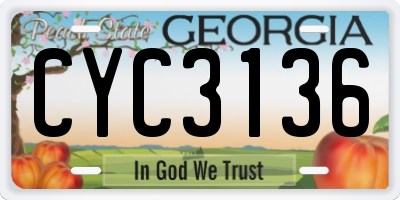 GA license plate CYC3136