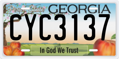 GA license plate CYC3137