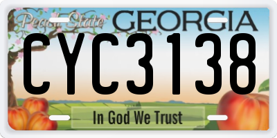 GA license plate CYC3138