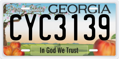 GA license plate CYC3139