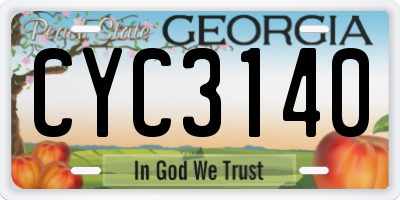 GA license plate CYC3140