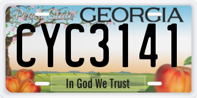 GA license plate CYC3141