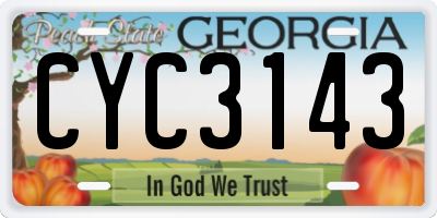 GA license plate CYC3143