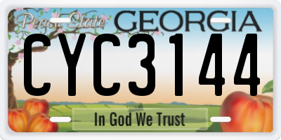 GA license plate CYC3144