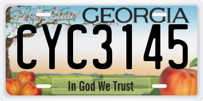 GA license plate CYC3145