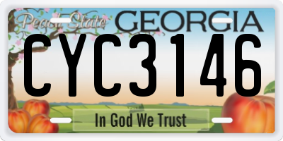 GA license plate CYC3146