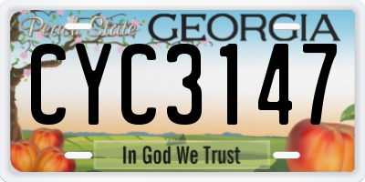 GA license plate CYC3147