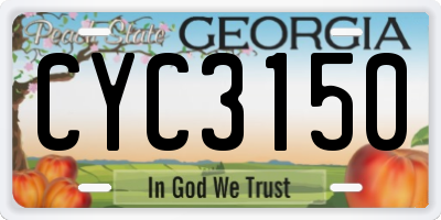 GA license plate CYC3150