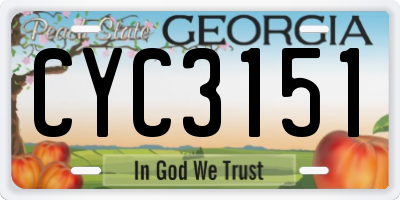 GA license plate CYC3151