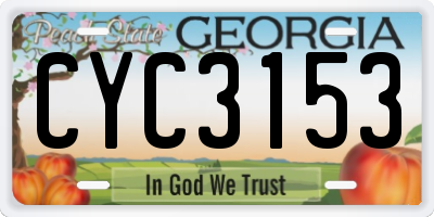 GA license plate CYC3153