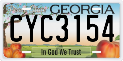GA license plate CYC3154