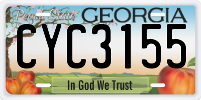 GA license plate CYC3155