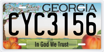GA license plate CYC3156